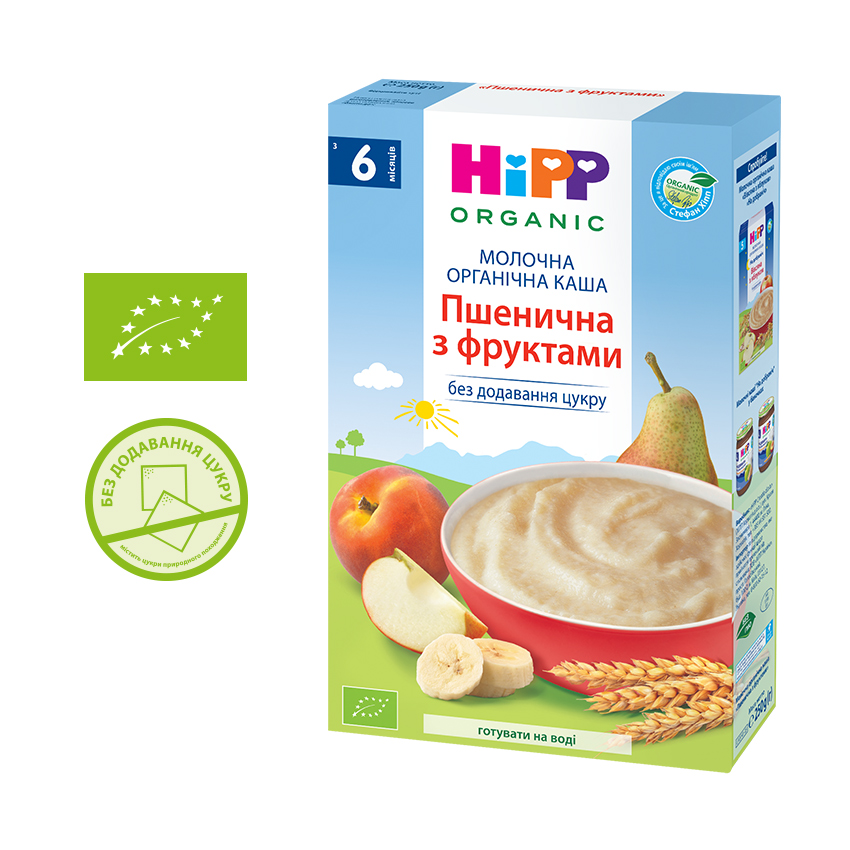 Молочная органическая каша «Пшеничная с фруктами» - фото 2 | Интернет-магазин Shop HiPP
